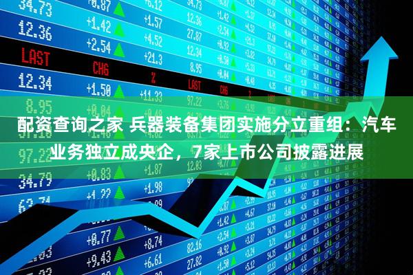 配资查询之家 兵器装备集团实施分立重组：汽车业务独立成央企，7家上市公司披露进展